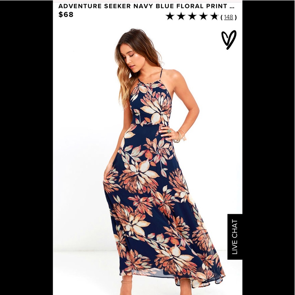 ADVENTURE SEEKER NAVY BLUE FLORAL PRINT MAXI DRESS